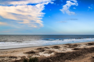 The sea and sky at Ocean Isle Beach, North Carolina.  January 26, 2015.